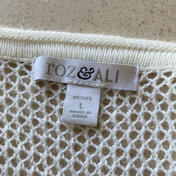 Roz & Ali Open Front Crocheted Cardigan - White - size PL - Excellent Used Cond - Picture 4 of 6